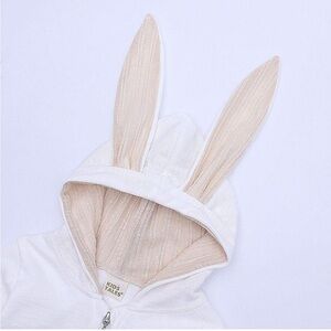 Kids Tales White Bunny Ears Footie with Hoodie, 9-12mo (80)
